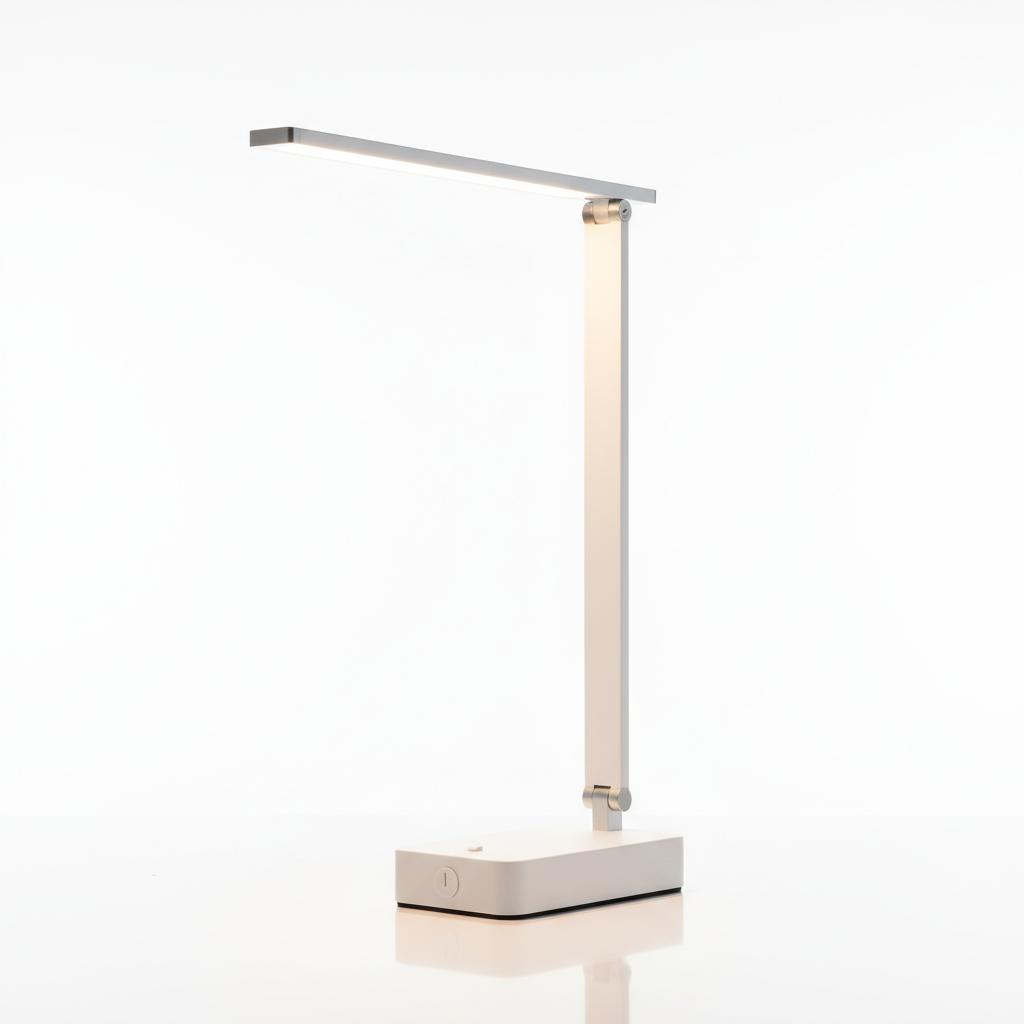 LED Minimalist Desk Lamp in white and silver
