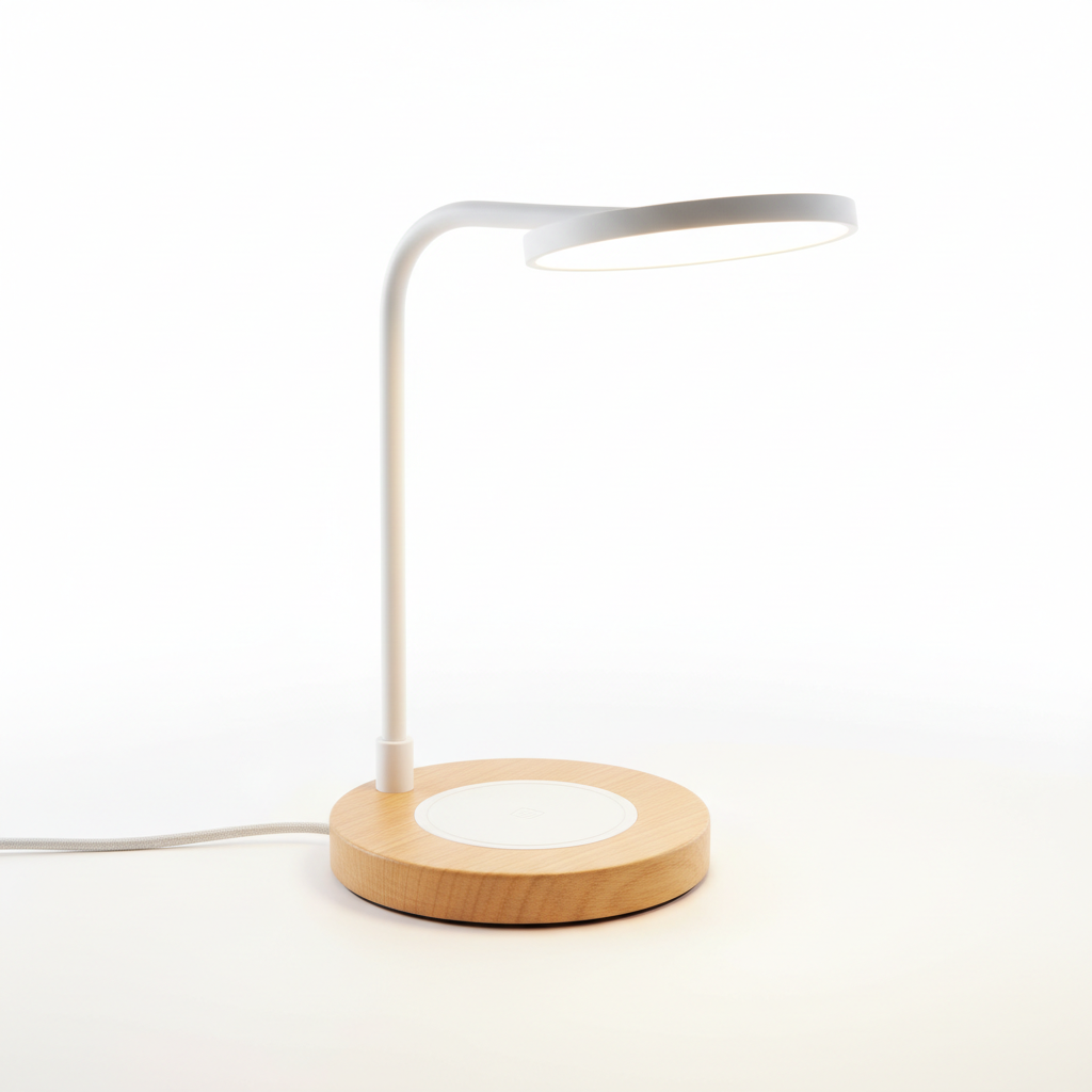 Wireless Charging Desk Lamp with wood base