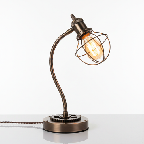 Industrial Vintage Gooseneck Desk Lamp in bronze